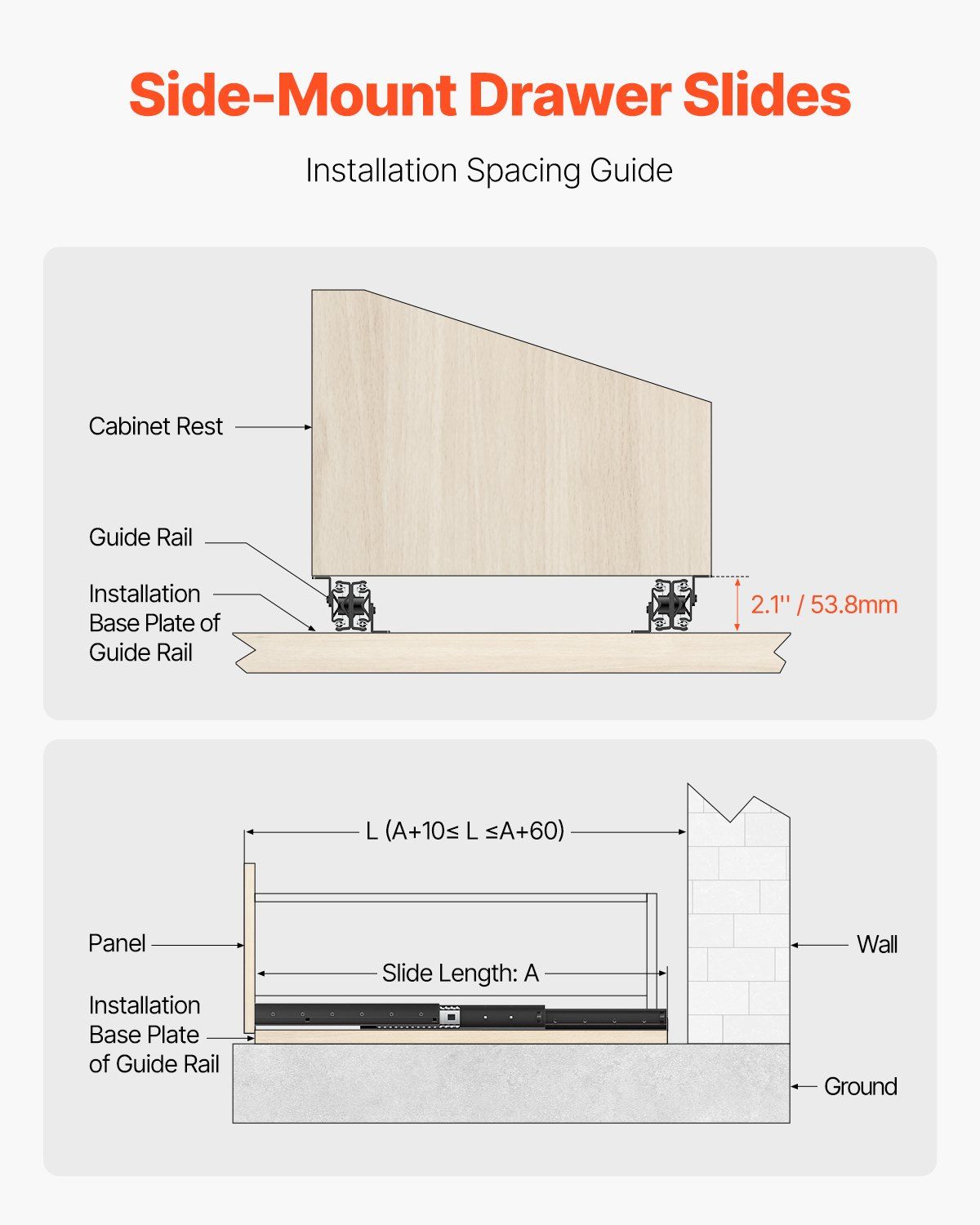 Undermount Drawer Slides, 40 inch, Full Extension Ball Bearing Under Stair Cabinet Rails, 260 LB Load V952-LTJHG40YC2601UNLGV0