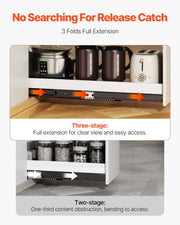 Undermount Drawer Slides, 40 inch, Full Extension Ball Bearing Under Stair Cabinet Rails, 260 LB Load V952-LTJHG40YC2601UNLGV0