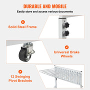 Mobile Blueprint Storage Rack, Plan Holder with 12 Pivot Brackets, Mobile Blueprint Holder Adjustable Height V952-LTJJS12CYDS0N873YV0