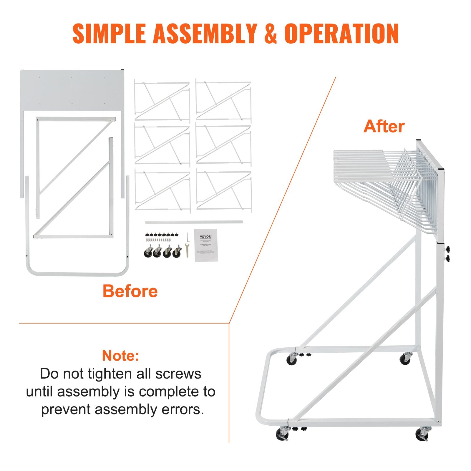 Mobile Blueprint Storage Rack, Plan Holder with 12 Pivot Brackets, Mobile Blueprint Holder Adjustable Height V952-LTJJS12CYDS0N873YV0