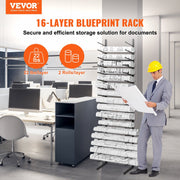 Blueprint Storage Rack, Hanging Poster Display Rack 16-Tier, Vertical Blueprint Roll File Holder 2 V952-LTJJS16CLDS0NSQ0RV0