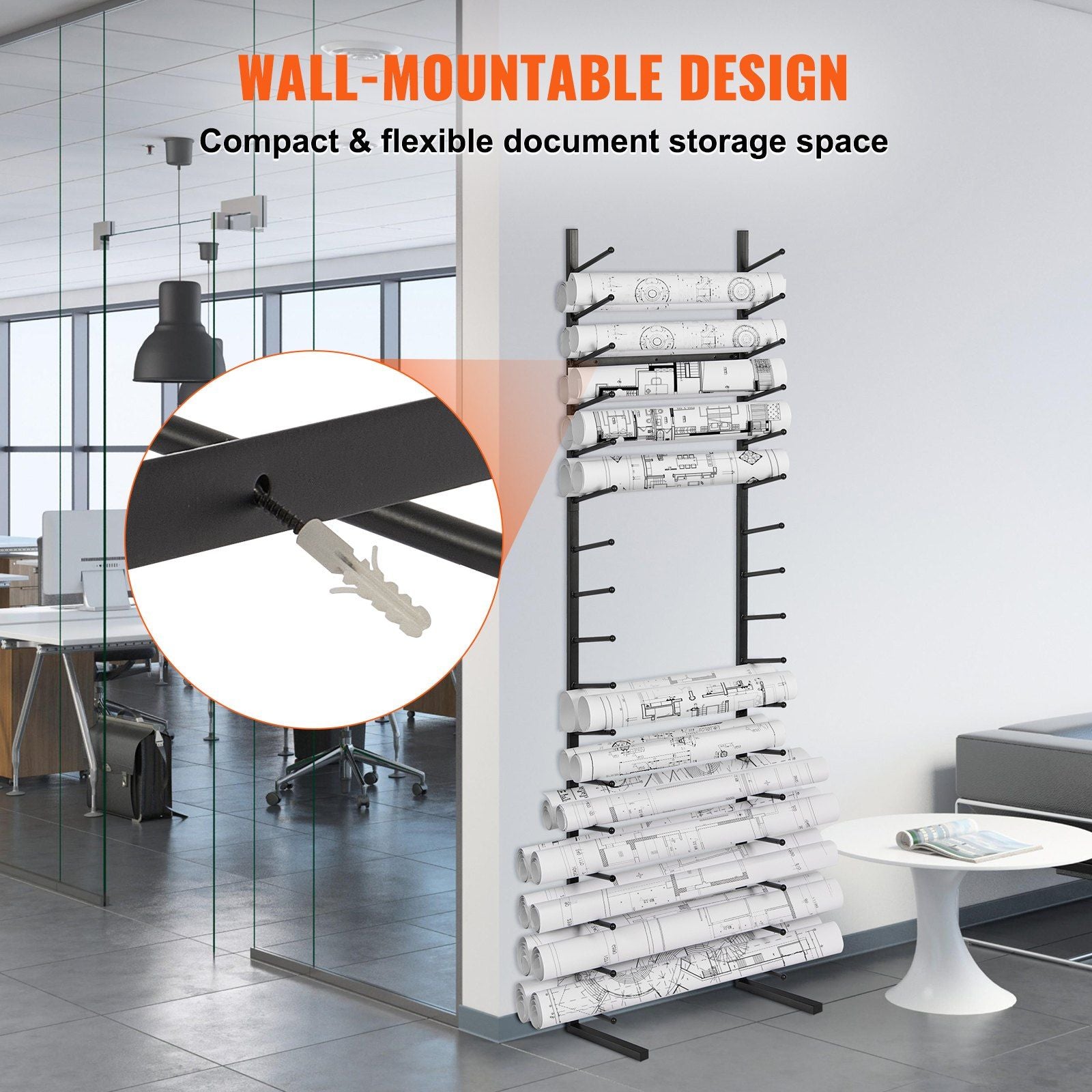 Blueprint Storage Rack, Hanging Poster Display Rack 16-Tier, Vertical Blueprint Roll File Holder 2 V952-LTJJS16CLDS0NSQ0RV0
