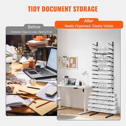 Blueprint Storage Rack, Hanging Poster Display Rack 16-Tier, Vertical Blueprint Roll File Holder 2 V952-LTJJS16CLDS0NSQ0RV0