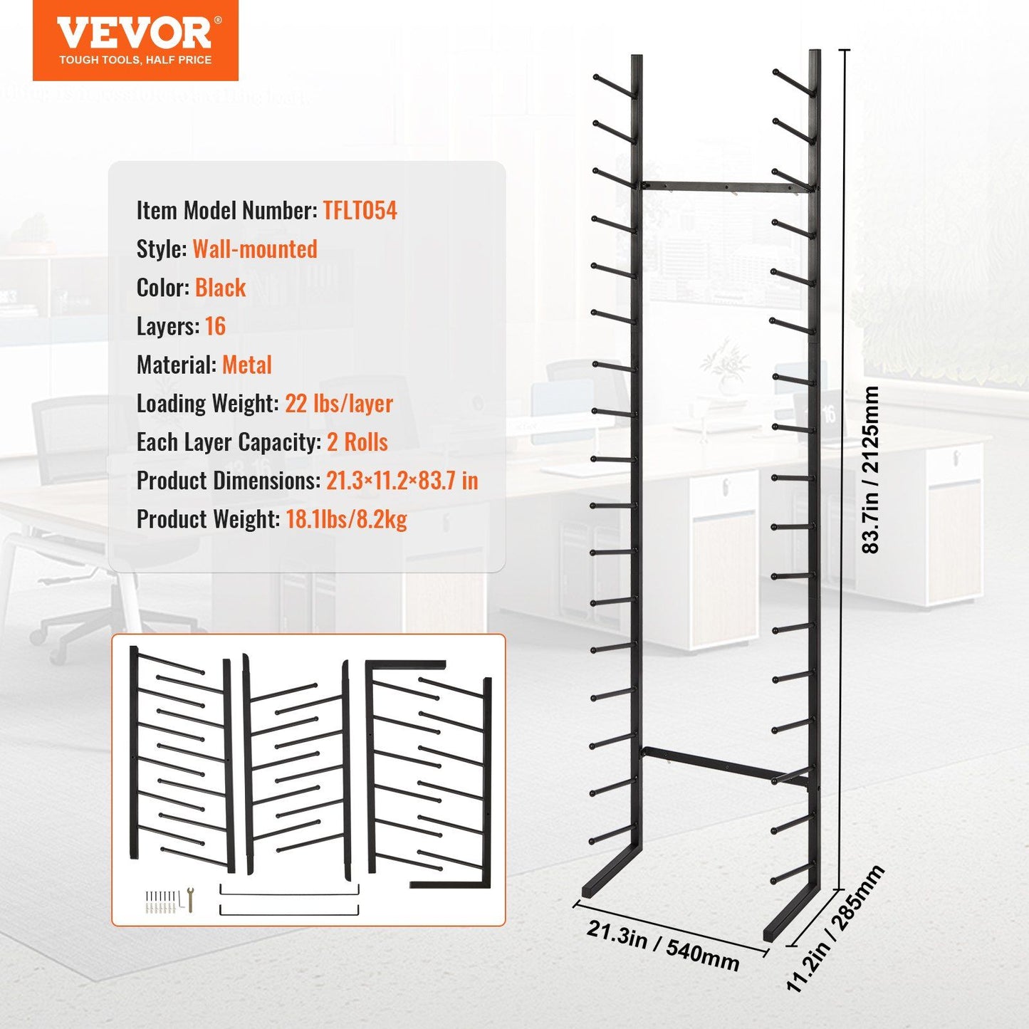 Blueprint Storage Rack, Hanging Poster Display Rack 16-Tier, Vertical Blueprint Roll File Holder 2 V952-LTJJS16CLDS0NSQ0RV0