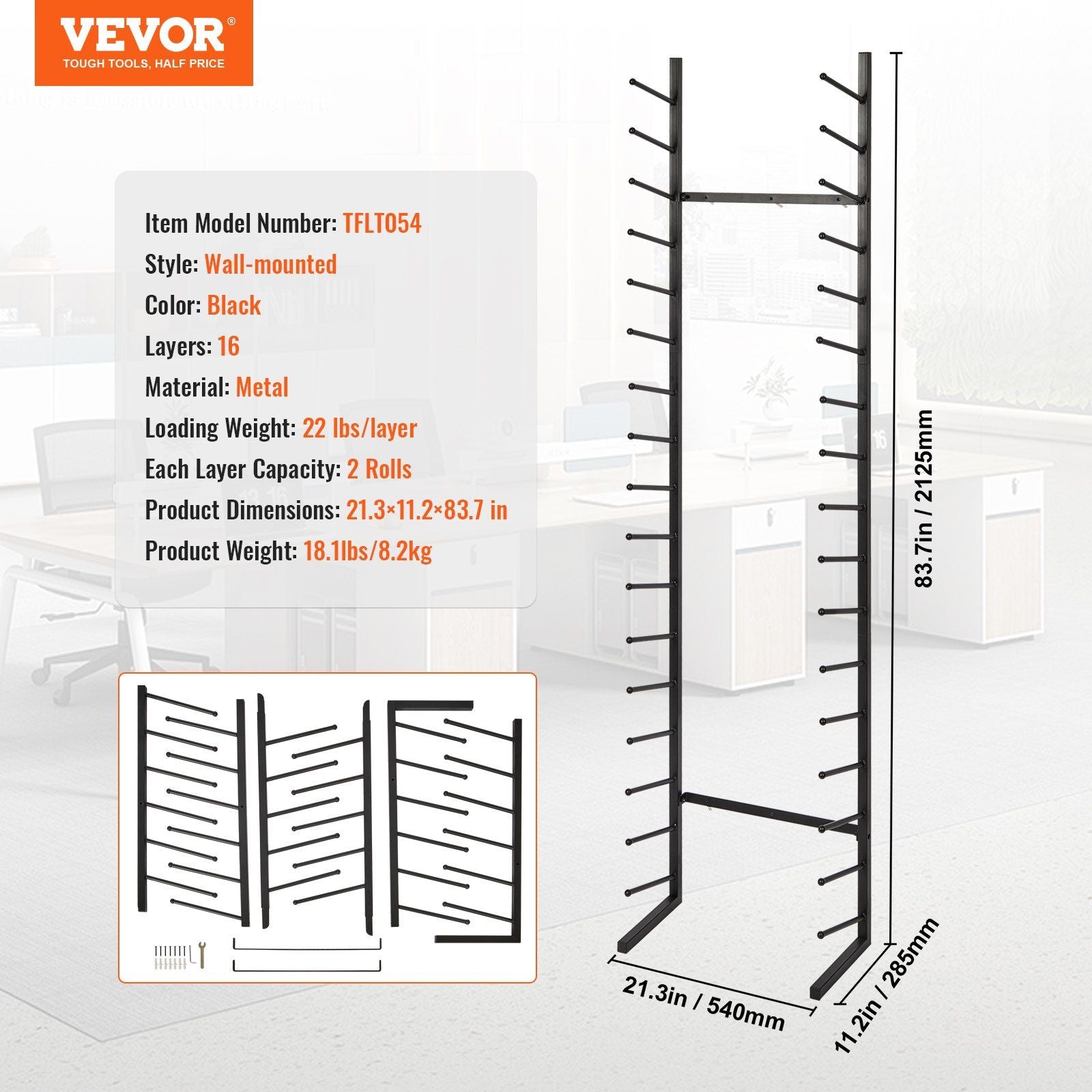 Blueprint Storage Rack, Hanging Poster Display Rack 16-Tier, Vertical Blueprint Roll File Holder 2 V952-LTJJS16CLDS0NSQ0RV0