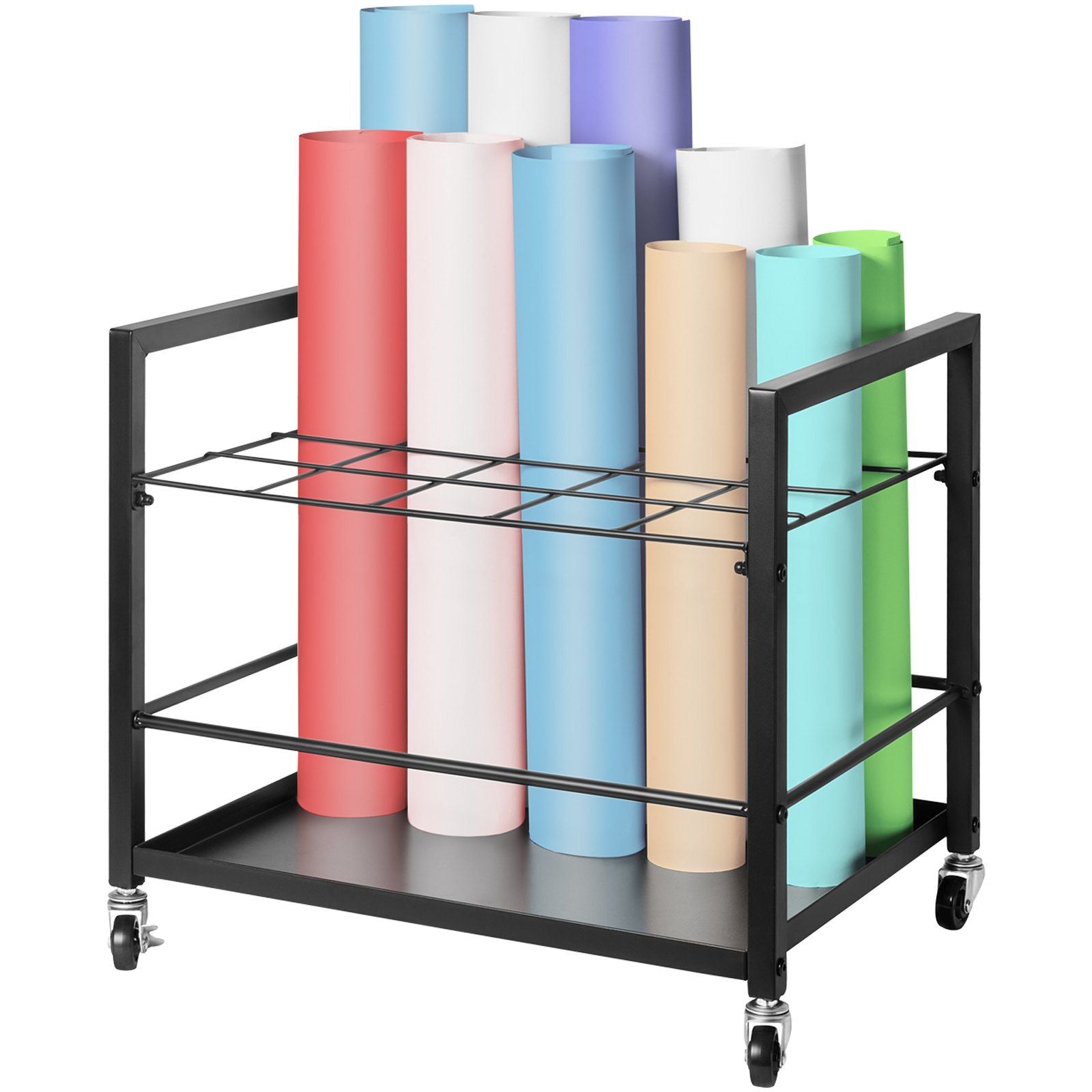 Blueprint Storage Rack, 20 Slots Blueprint Holder with Wheels, Mobile Metal Blueprint Storage Cart for Map V952-LTJJS20CLDS0NMRQHV0