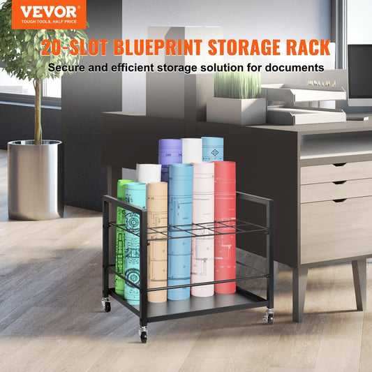 Blueprint Storage Rack, 20 Slots Blueprint Holder with Wheels, Mobile Metal Blueprint Storage Cart for Map V952-LTJJS20CLDS0NMRQHV0