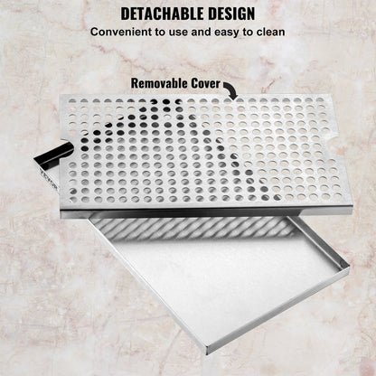 Beer Drip Tray, 304 Stainless Steel Kegerator Drip Trays with 4 Non-Slip Rubber Pads and Detachable Cover, V952-LTJZCGDSPW00FW1N4V0