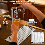 Beer Drip Tray, 304 Stainless Steel Kegerator Drip Trays with 4 Non-Slip Rubber Pads and Detachable Cover, V952-LTJZCGDSPW00FW1N4V0