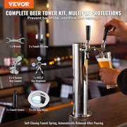 Kegerator Tower Kit, Dual Taps Beer Conversion Kit, Stainless Steel Keg Beer Tower Dispenser with Dual Gauge V952-LTJZSBDYQOHQSL9KEV0