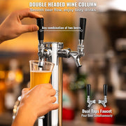 Dual Taps Draft Beer Tower Dispenser, Stainless Steel Keg Beer Tower, Kegerator Tower Kit with Pre-Assembled V952-LTJZSLTW0000I1H18V0