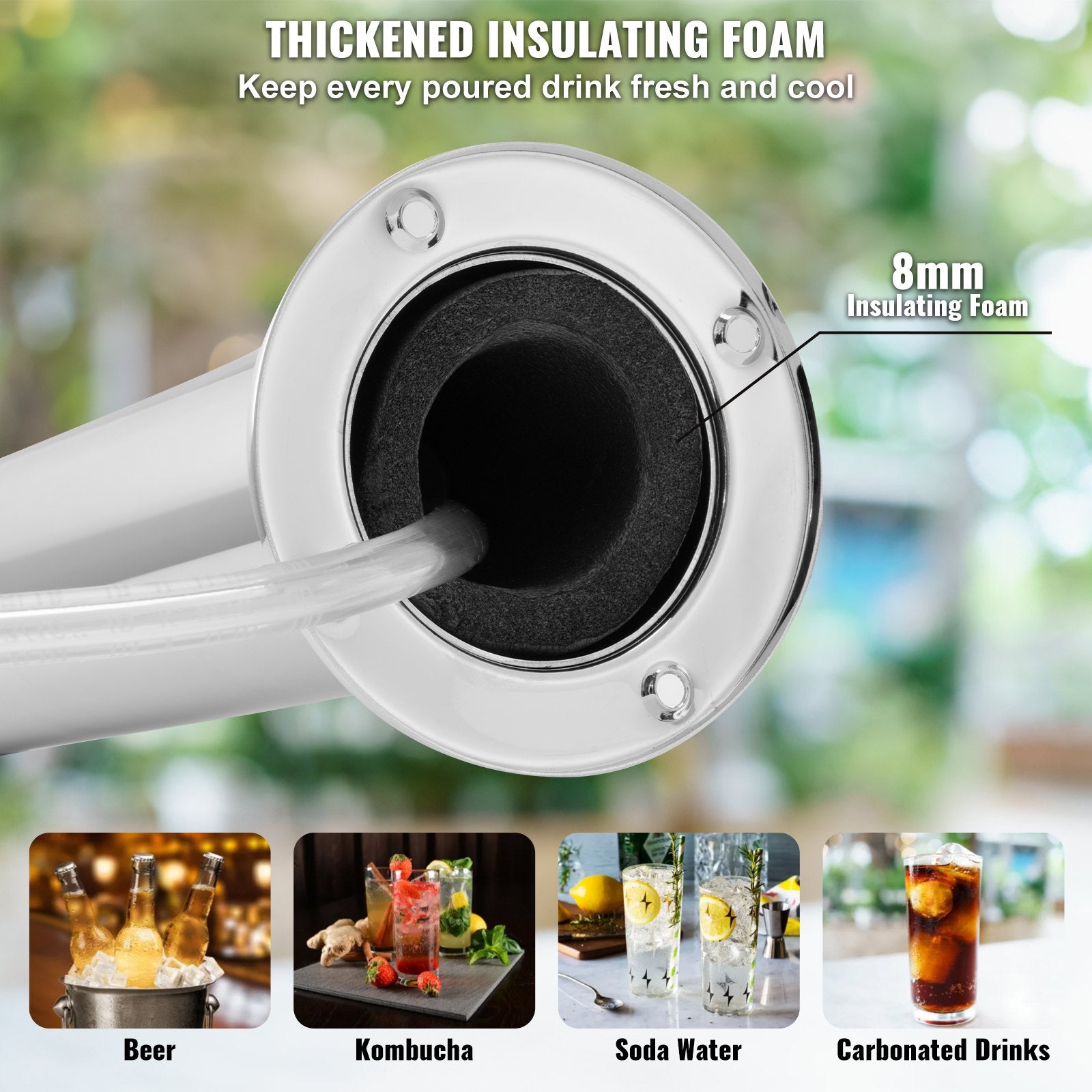 Triple Taps Draft Beer Tower Dispenser, Stainless Steel Keg Beer Tower, Kegerator Tower Kit with V952-LTJZSLTW0000YSVLCV0