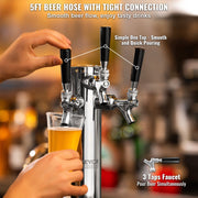 Triple Taps Draft Beer Tower Dispenser, Stainless Steel Keg Beer Tower, Kegerator Tower Kit with V952-LTJZSLTW0000YSVLCV0