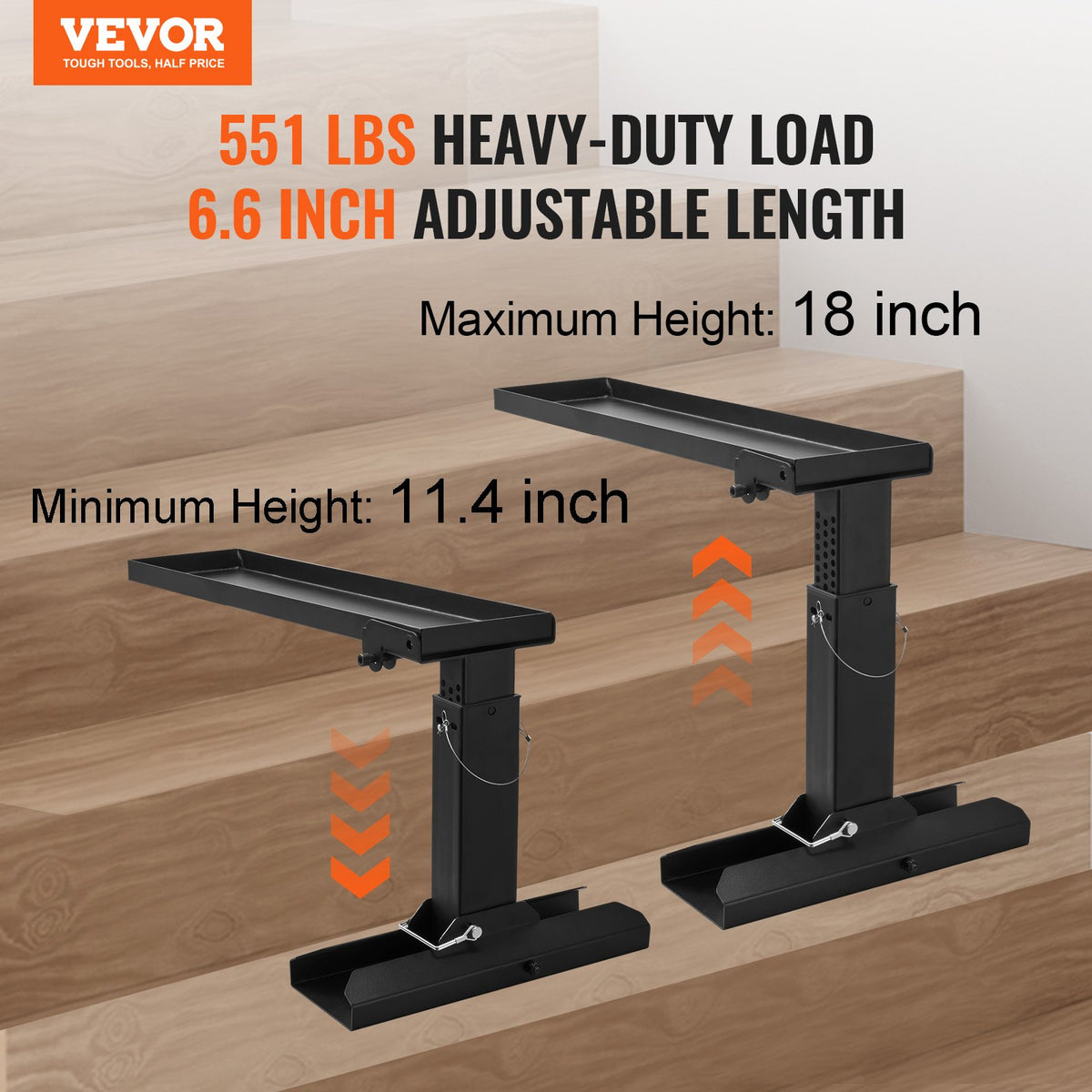 Ladder Levler, 29.8 L x 11.4-18 in H Support Surface, Steel Ladder Leveling Tool, Folding Pitch Hopper, Stair V952-LTTZZCG29INCD6LGSV0