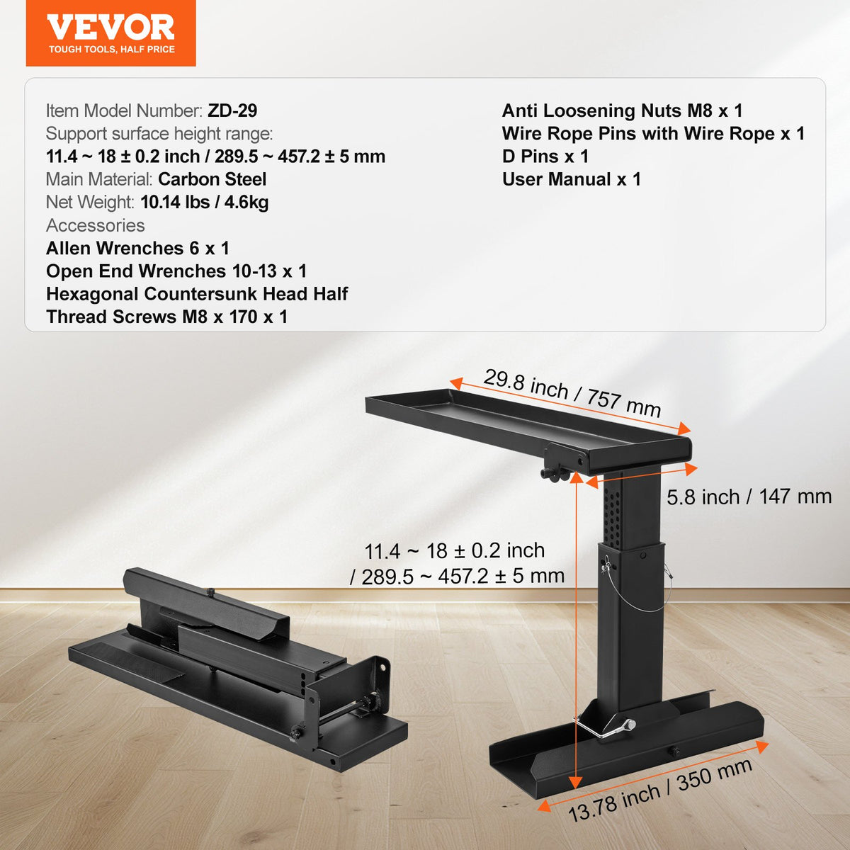 Ladder Levler, 29.8 L x 11.4-18 in H Support Surface, Steel Ladder Leveling Tool, Folding Pitch Hopper, Stair V952-LTTZZCG29INCD6LGSV0