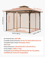 Gazebo Netting Replacement, Fit Most 10 x 10 x 7 FT Gazebo Curtain, Outdoor Garden Net, 4-Panel Sidewall Mesh V952-LTWZDL10FT10VJ6F0V0