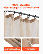 Gazebo Netting Replacement, Fit Most 10 x 12 x 7 FT Gazebo Curtain, Outdoor Garden Net, 4-Panel Sidewall Mesh V952-LTWZDL10FT12PTRC2V0