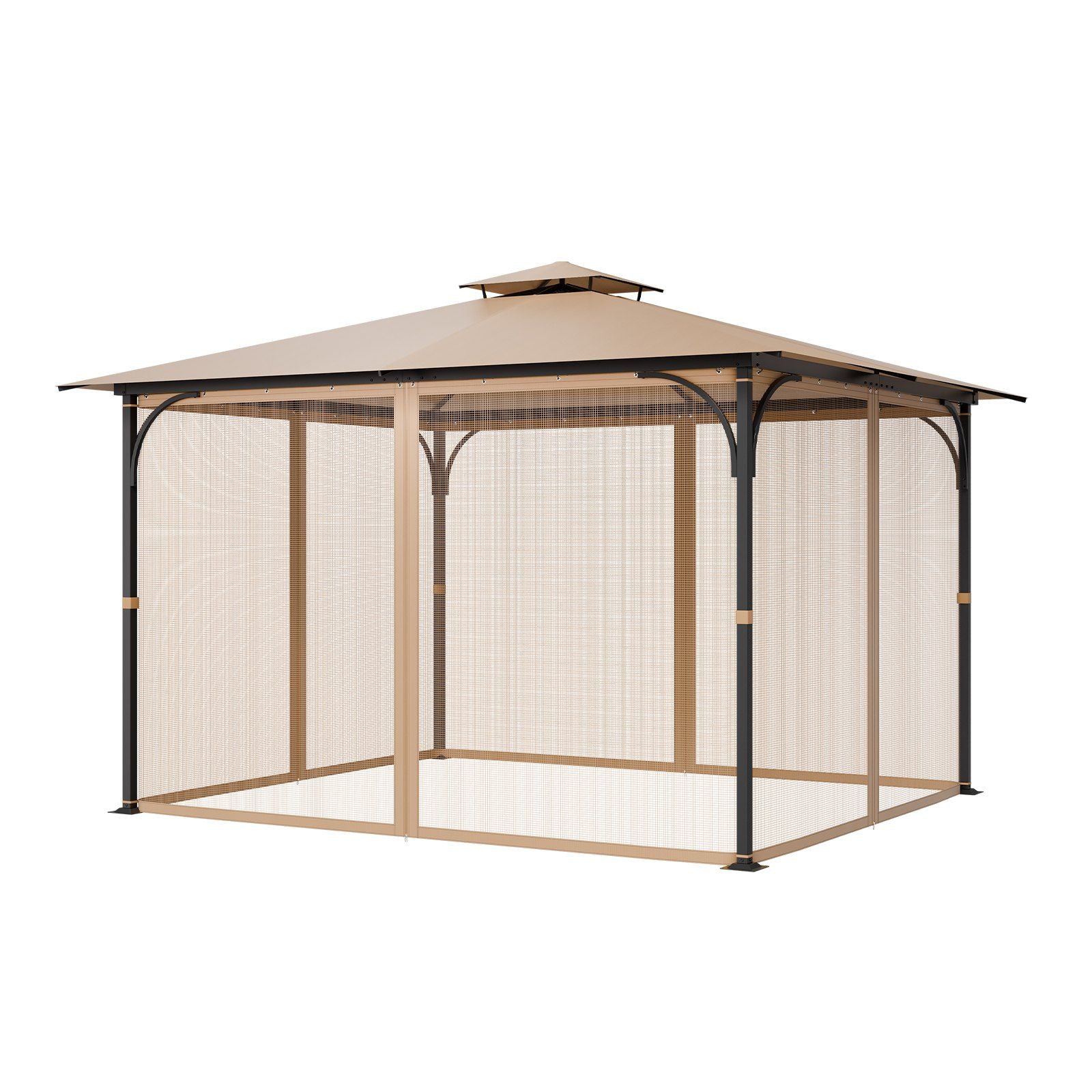 Gazebo Netting Replacement, Fit Most 10 x 12 x 7 FT Gazebo Curtain, Outdoor Garden Net, 4-Panel Sidewall Mesh V952-LTWZDL10FT12PTRC2V0