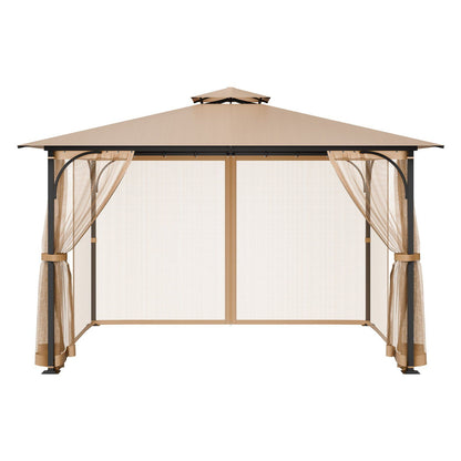 Gazebo Netting Replacement, Fit Most 10 x 12 x 7 FT Gazebo Curtain, Outdoor Garden Net, 4-Panel Sidewall Mesh V952-LTWZDL10FT12PTRC2V0