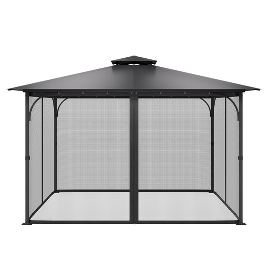 Gazebo Netting Replacement, Fit Most 12 x 12 x 7.5 FT Gazebo Curtain, Outdoor Garden Net, 4-Panel Sidewall V952-LTWZDL12FT12G6AC0V0