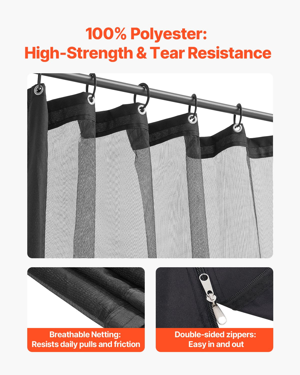 Gazebo Netting Replacement, Fit Most 12 x 12 x 7.5 FT Gazebo Curtain, Outdoor Garden Net, 4-Panel Sidewall V952-LTWZDL12FT12G6AC0V0