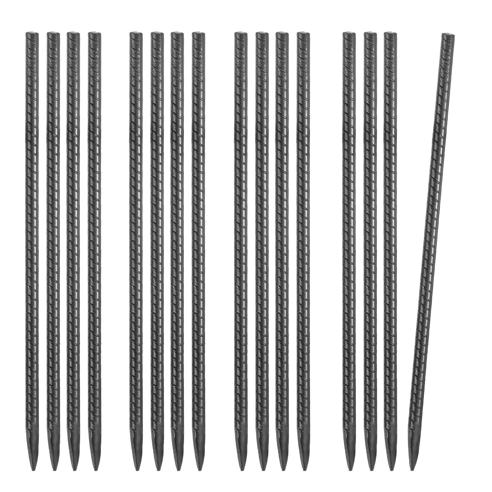 Rebar Stakes, 406.4 mm, Heavy-Duty 11.5 mm Diameter, Straight Galvanized Steel Ground Anchors with Chisel V952-LWDDIJ16YC12WII5A001V0