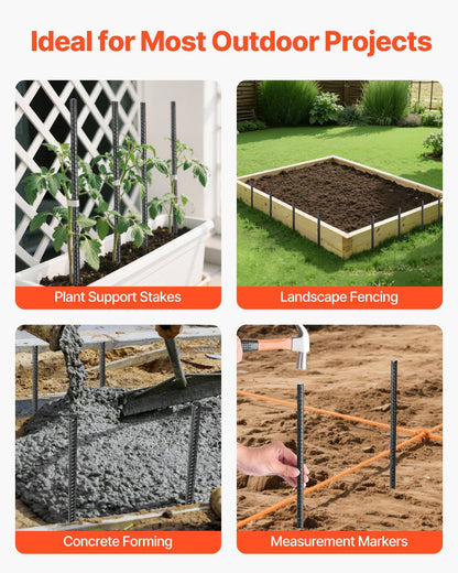 Rebar Stakes, 406.4 mm, Heavy-Duty 11.5 mm Diameter, Straight Galvanized Steel Ground Anchors with Chisel V952-LWDDIJ16YC12WII5A001V0