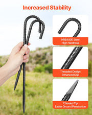 Rebar Stakes, 304.8 mm, Heavy-Duty 10 mm Diameter J Hook, Galvanized Steel Ground Anchors with Chisel Point V952-LWDDJG12YC10BGDOH001V0