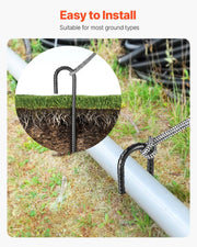Rebar Stakes, 304.8 mm, Heavy-Duty 10 mm Diameter J Hook, Galvanized Steel Ground Anchors with Chisel Point V952-LWDDJG12YC10BGDOH001V0