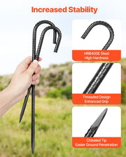 Rebar Stakes, 406.4 mm, Heavy-Duty 10 mm Diameter J Hook, Galvanized Steel Ground Anchors with Chisel Point V952-LWDDJG16YC10U07F7001V0