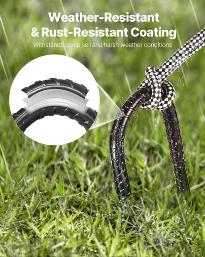 Rebar Stakes, 406.4 mm, Heavy-Duty 10 mm Diameter J Hook, Galvanized Steel Ground Anchors with Chisel Point V952-LWDDJG16YC10U07F7001V0