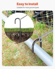 Rebar Stakes, 406.4 mm, Heavy-Duty 10 mm Diameter J Hook, Galvanized Steel Ground Anchors with Chisel Point V952-LWDDJG16YC10U07F7001V0