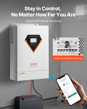 Hybrid Solar Inverter, 6000W, All in One Pure Sine Wave Power Inverter Charger, 220V AC, with Built-in 120A V952-LWGPNKYTJ23038TOPV7