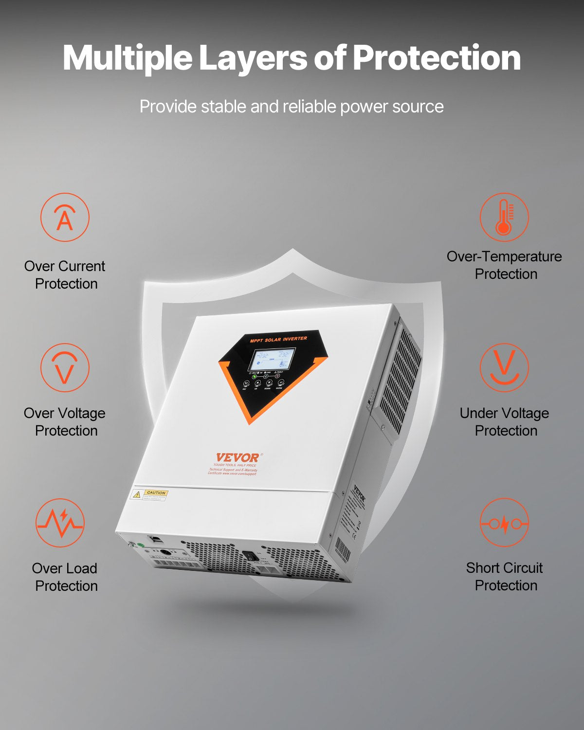 Hybrid Solar Inverter, 3500W, All in One Pure Sine Wave Power Inverter Charger, 220V AC, with Built-in 100A V952-LWGPNKYTJ230DIY24V7