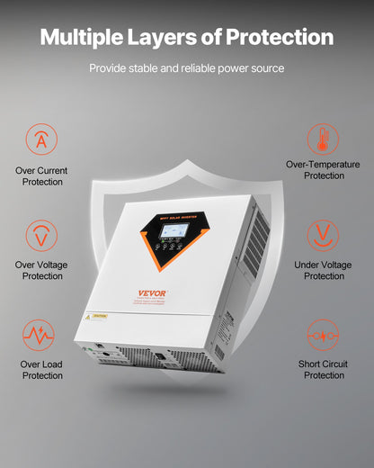 Hybrid Solar Inverter, 3500W, All in One Pure Sine Wave Power Inverter Charger, 220V AC, with Built-in 100A V952-LWGPNKYTJ230DIY24V7