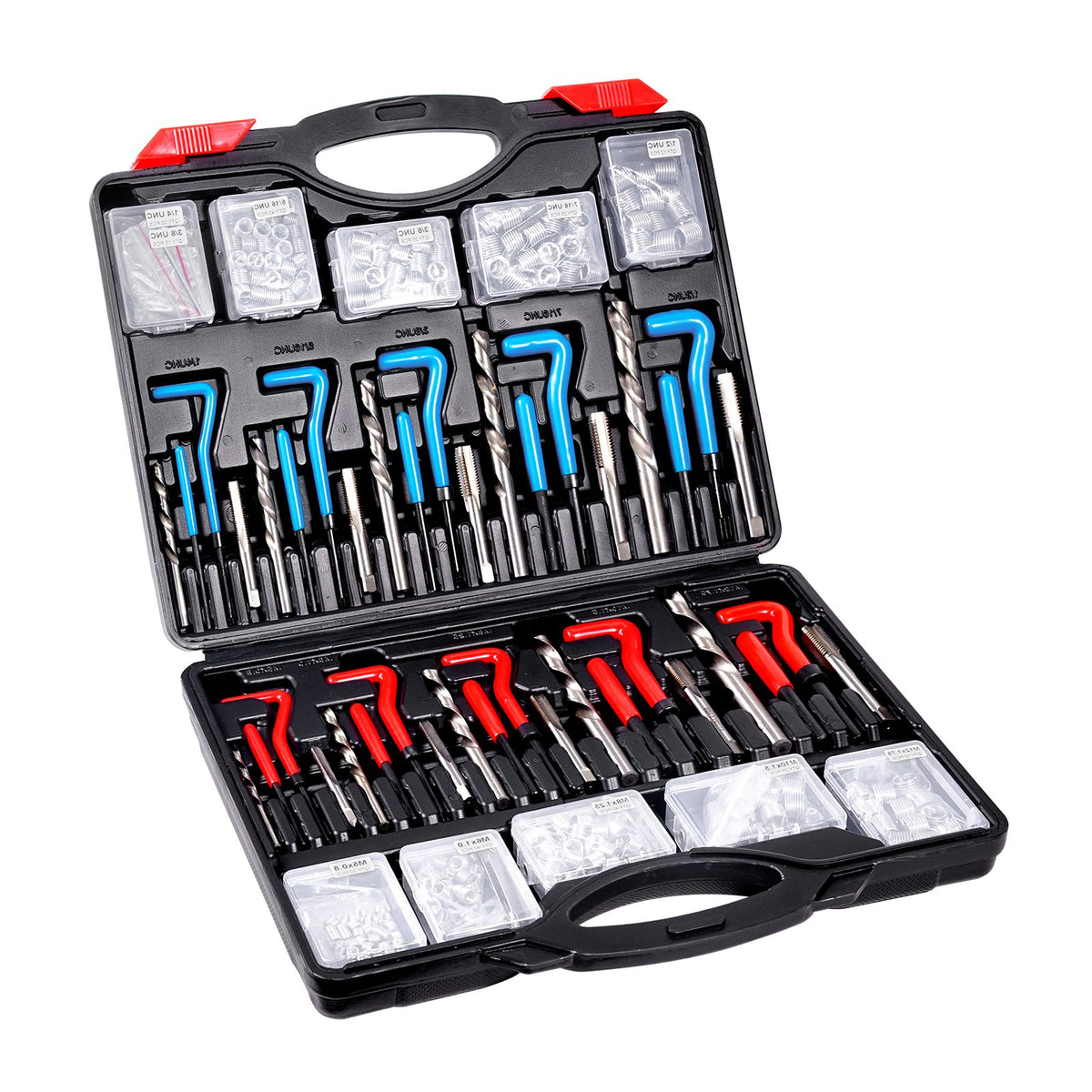 Helicoil Thread Repair Kit, 338-Piece SAE and Metric Rethreading Tool Kit, M5, M6, M8, M10, M12, 1/4", 5/16", V952-LWXLBGYZ338P3OJ45V0