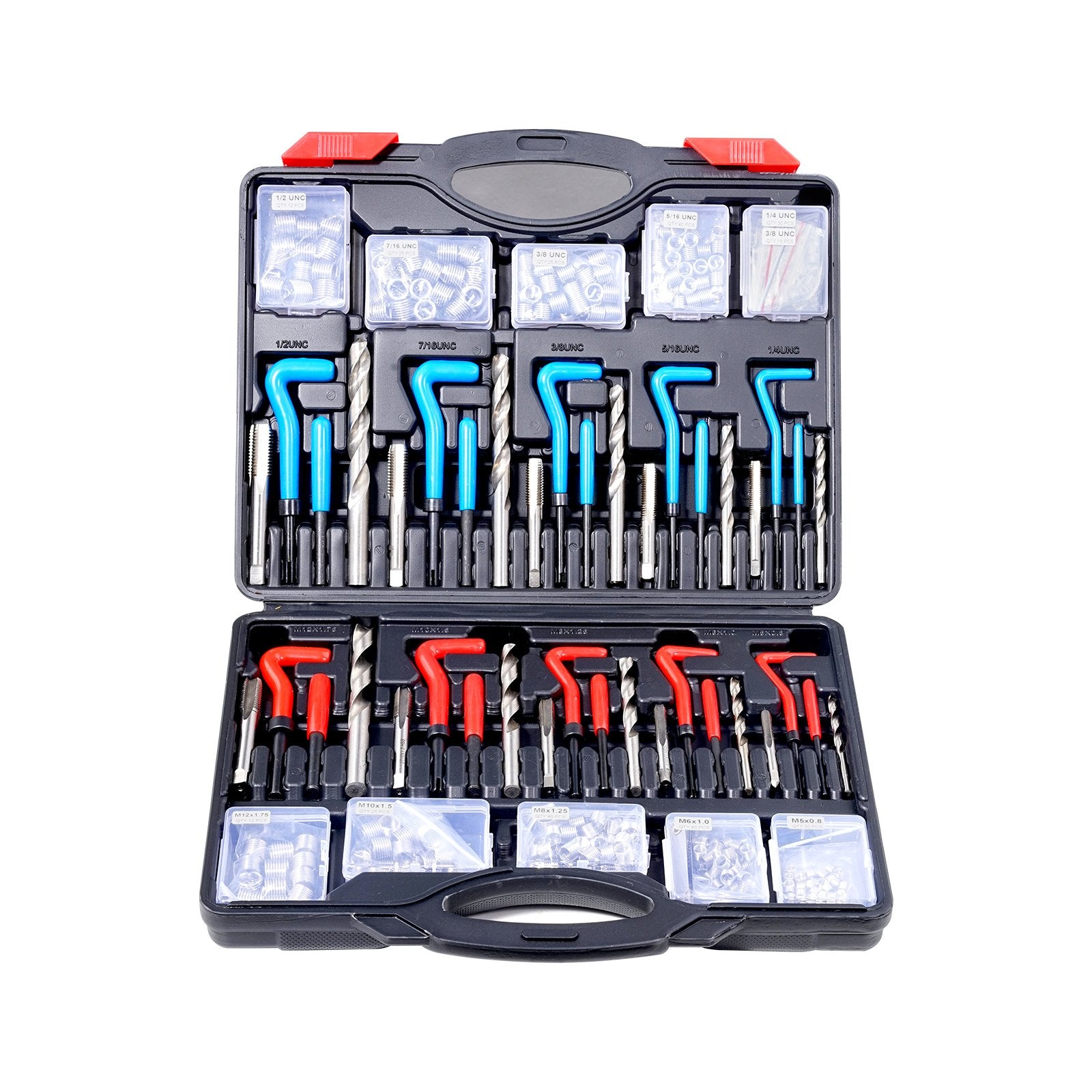 Helicoil Thread Repair Kit, 338-Piece SAE and Metric Rethreading Tool Kit, M5, M6, M8, M10, M12, 1/4", 5/16", V952-LWXLBGYZ338P3OJ45V0