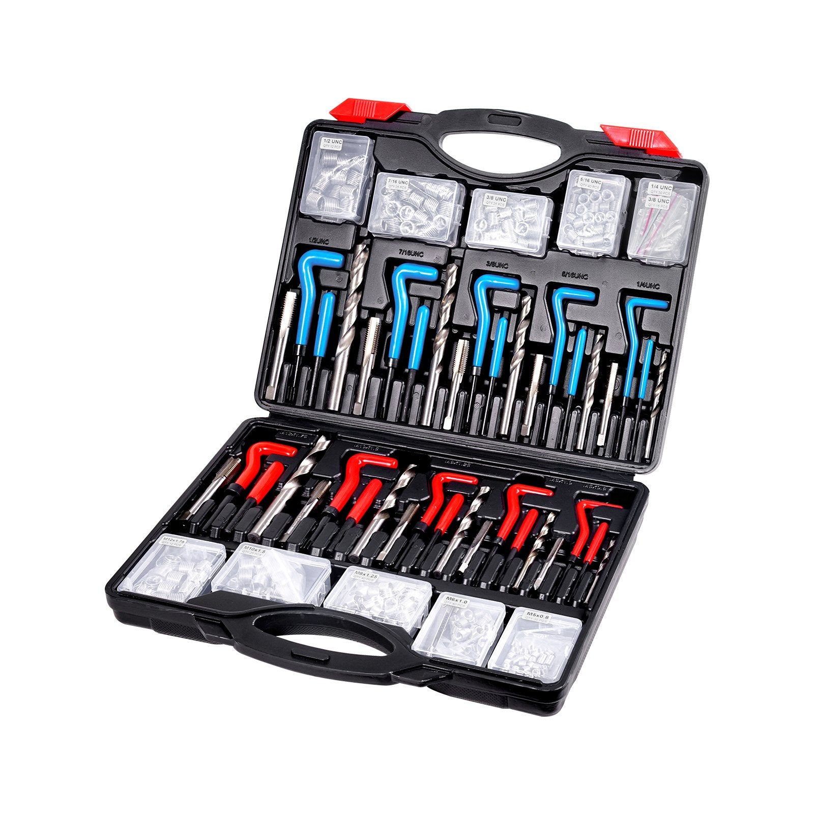 Helicoil Thread Repair Kit, 338-Piece SAE and Metric Rethreading Tool Kit, M5, M6, M8, M10, M12, 1/4", 5/16", V952-LWXLBGYZ338P3OJ45V0
