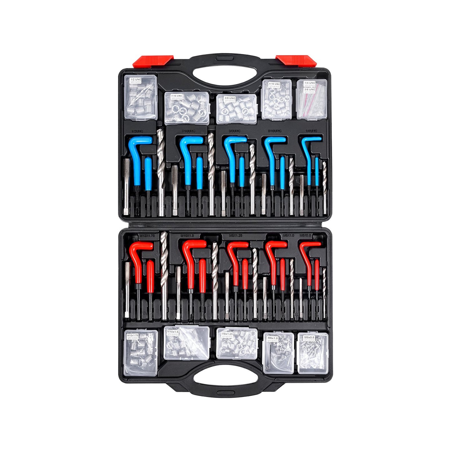 Helicoil Thread Repair Kit, 338-Piece SAE and Metric Rethreading Tool Kit, M5, M6, M8, M10, M12, 1/4", 5/16", V952-LWXLBGYZ338P3OJ45V0