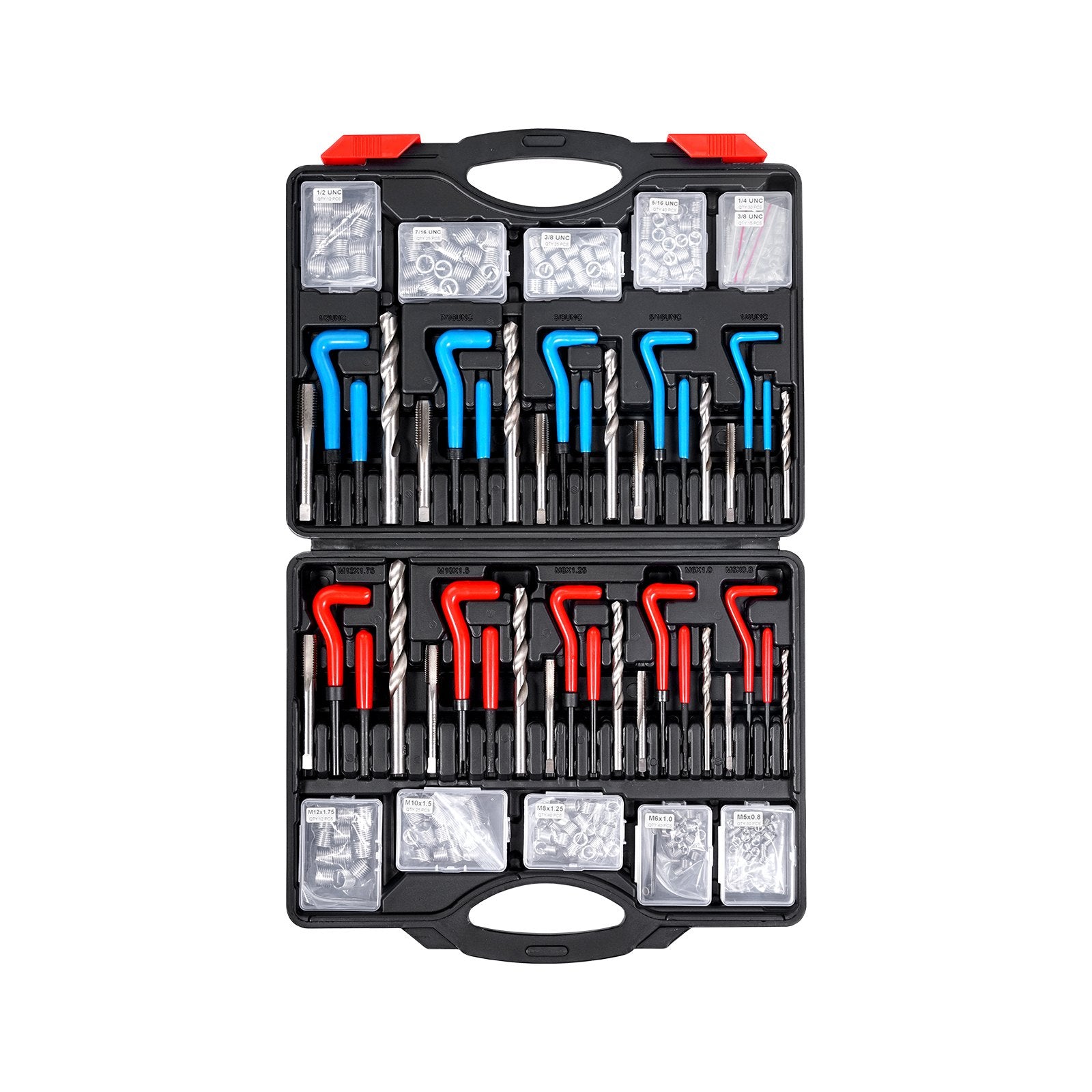 Helicoil Thread Repair Kit, 338-Piece SAE and Metric Rethreading Tool Kit, M5, M6, M8, M10, M12, 1/4", 5/16", V952-LWXLBGYZ338P3OJ45V0