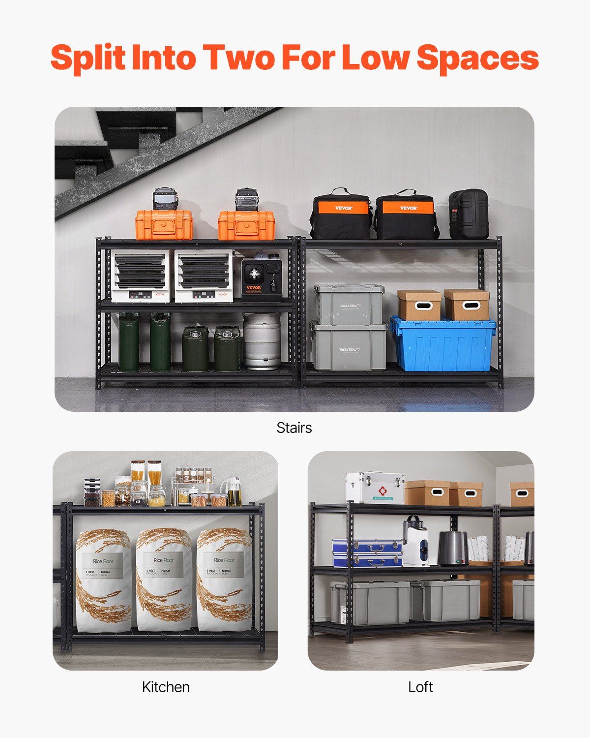 Storage Shelves, 1361 kg, 5 Tier Heavy Duty Garage Shelving, 609.6 x 1219.2 x 1828.8 mm Adjustable Metal V952-LXLZLKHJ2448JA98TV0