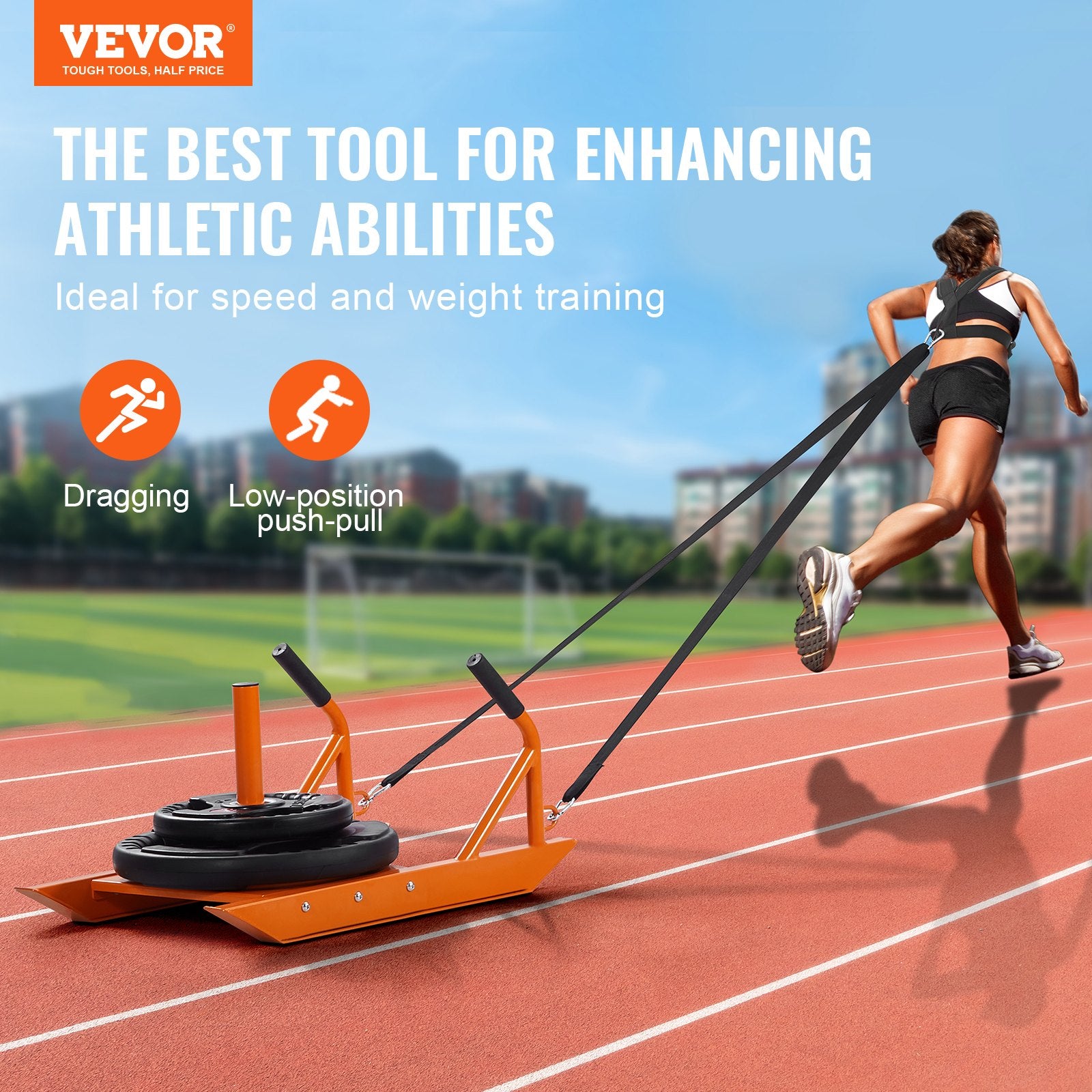 Weight Power Pull Push Sled Fitness Strength Speed Training Sled Orange V952-LXQC12YCTXDWMQYRZV0