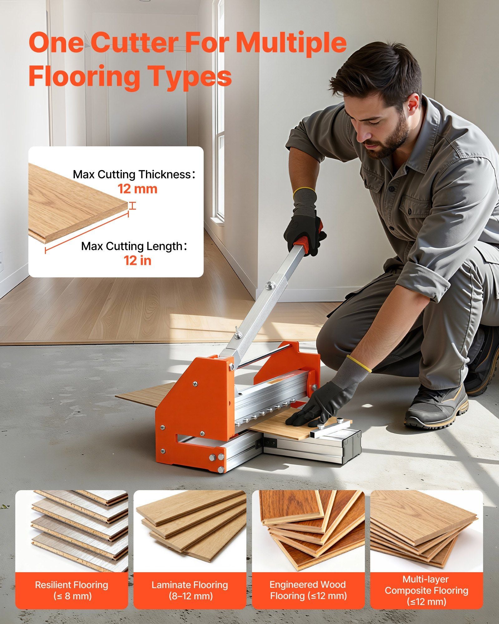 304.8mm Vinyl Floor Cutter, 12mm Thick Laminate Flooring Cutter with Upgraded Labor-Saving Aluminum-Alloy V952-LXQGDBQGJ12IODEYR001V0