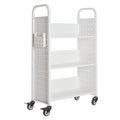 Rolling Library Book Cart, 150 kg Capacity, 77 x 38 x 122 cm Library Cart, Single Sided L-Shaped Shelves with V952-LXTSGTCBS330DZLNM001V0