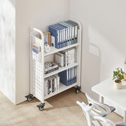 Rolling Library Book Cart, 150 kg Capacity, 77 x 38 x 122 cm Library Cart, Single Sided L-Shaped Shelves with V952-LXTSGTCBS330DZLNM001V0