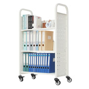 Rolling Library Book Cart, 150 kg Capacity, 77 x 38 x 122 cm Library Cart, Single Sided L-Shaped Shelves with V952-LXTSGTCBS330DZLNM001V0
