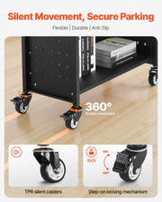 Rolling Library Book Cart, 150 kg Capacity, 77 x 38 x 122 cm Library Cart, Single Sided L-Shaped Shelves with V952-LXTSGTCHS330DC6LE001V0