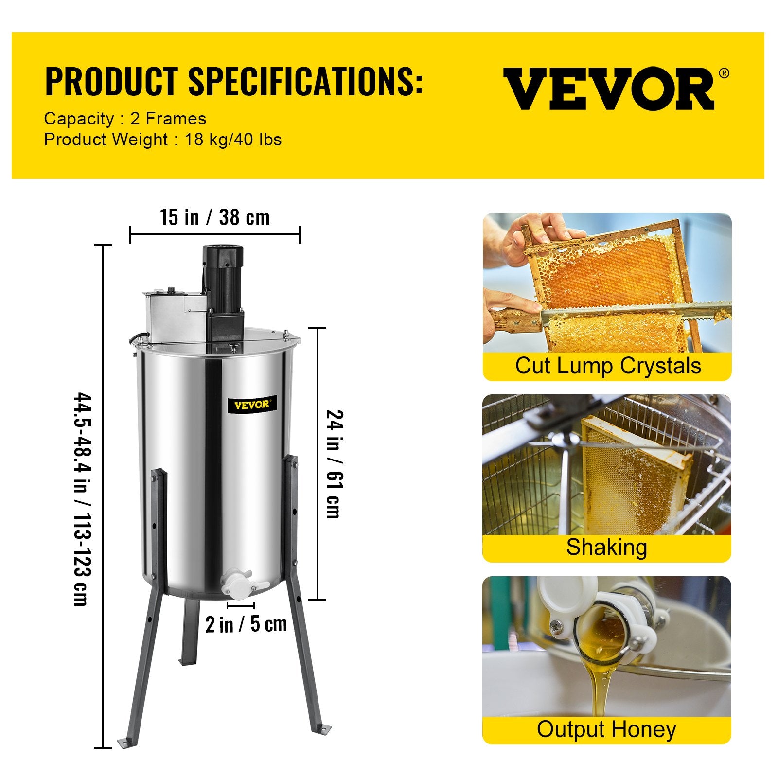 Brand New Large Two 2 Frame Stainless Steel Electric Honey Extractor V952-LXXDDYMJ000000001V3
