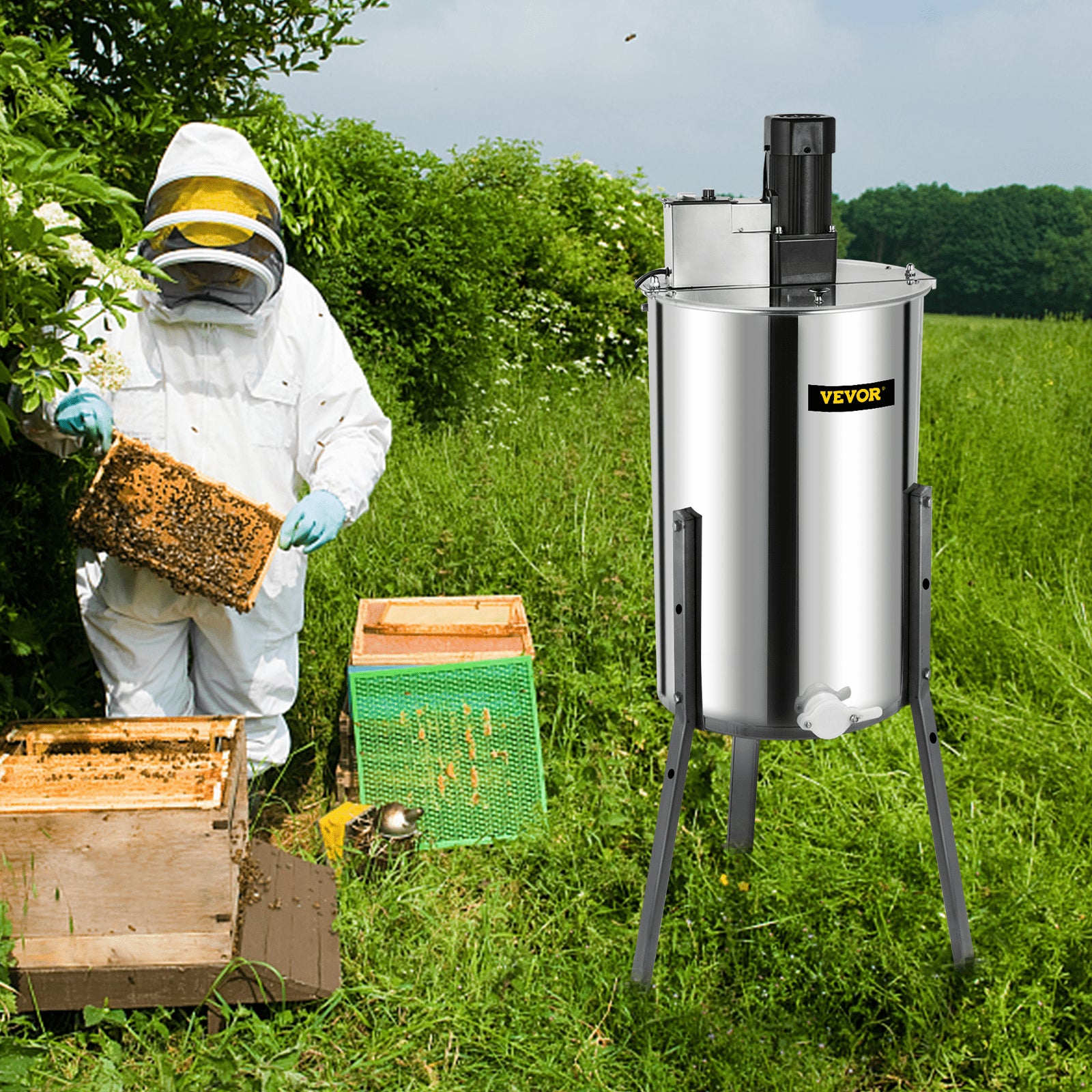 Brand New Large Two 2 Frame Stainless Steel Electric Honey Extractor V952-LXXDDYMJ000000001V3