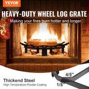 Log Grate, 27 inch Heavy Duty Wheel Fire Grate with 6 Support Legs, Solid Powder-coated Steel Bars, Log V952-LXYMP6X20MM27JRUUV0